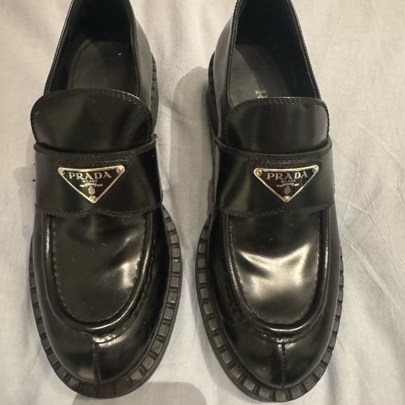 Prada Women's Black Glossy Loafers - Picture 1 of 8